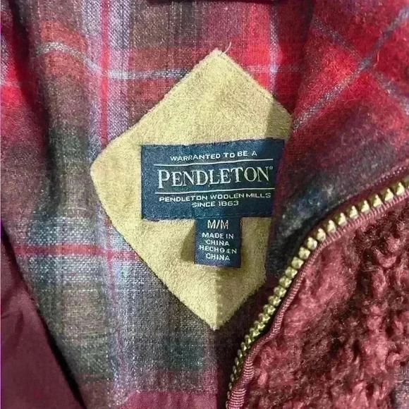 Pendleton Women's Sherpa Fleece, Lined Wool Jacket Full Zip Cabernet Red - Picture 3 of 8